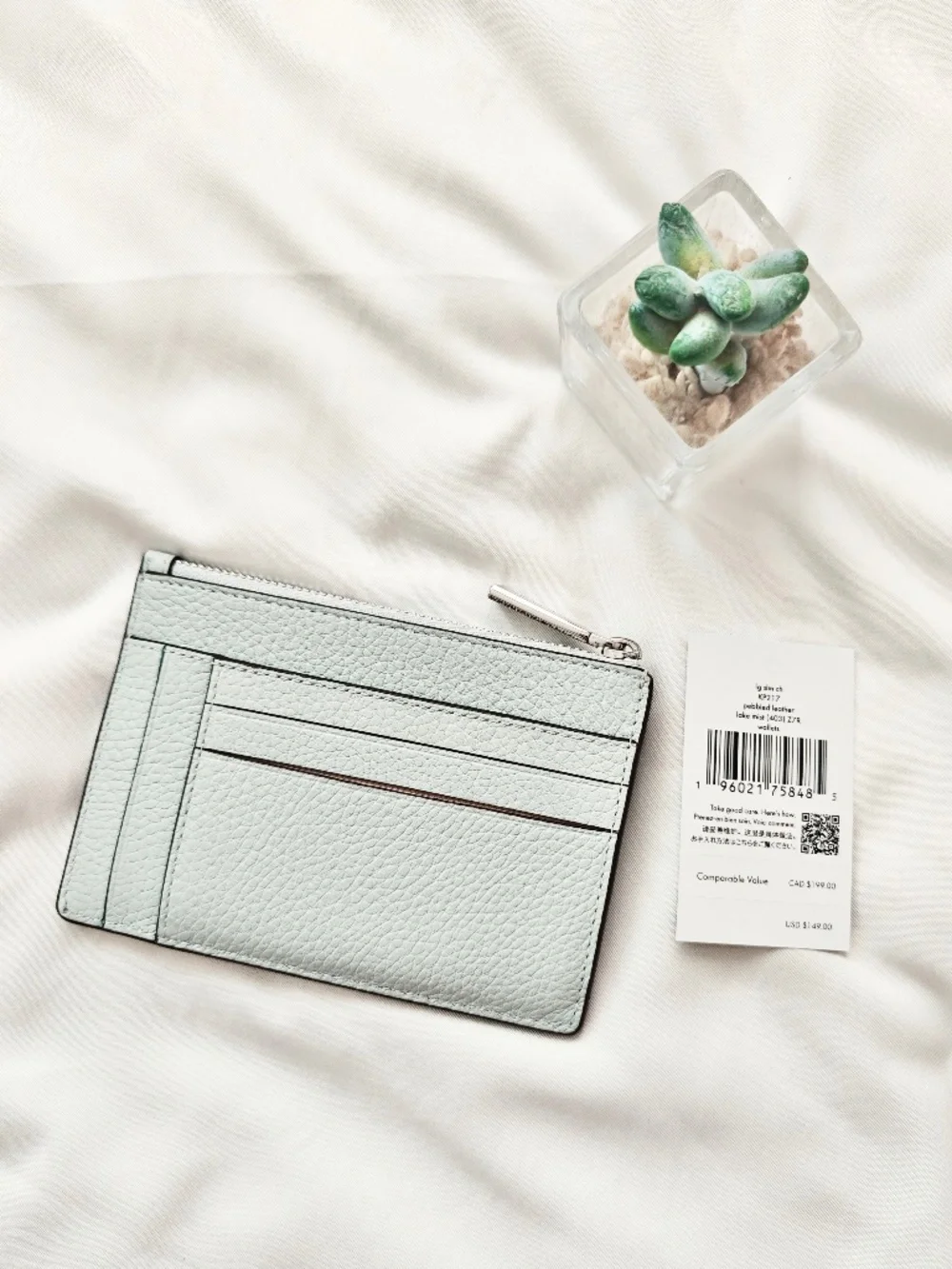 New Kate Spade Large Slim Card Holder Lake Mist KP217 $149